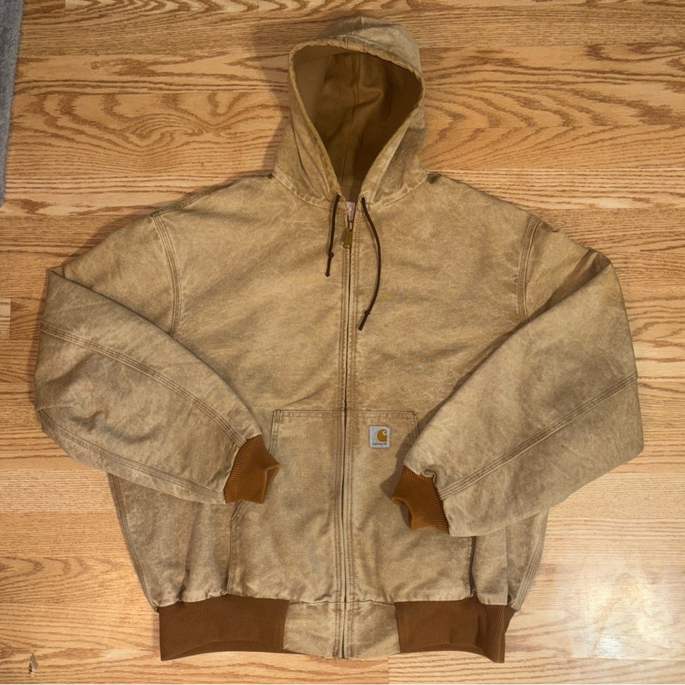 RARE Carhartt AJR106 90S Vintage ACID WASH 2XL Hooded Jacket MINT